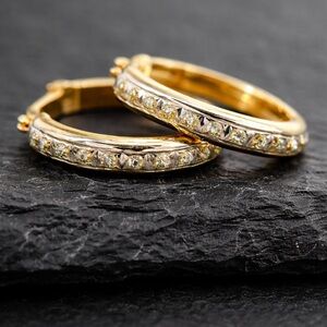 Elegant 10K Gold Hoop Earrings with CZ accents